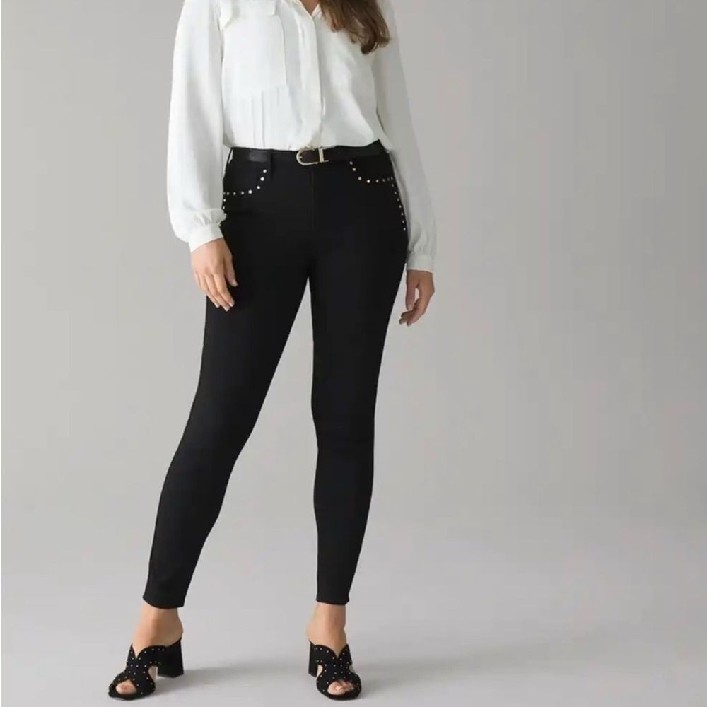 White House Black Market Sculpt high rise curvy black studded jeans size 18